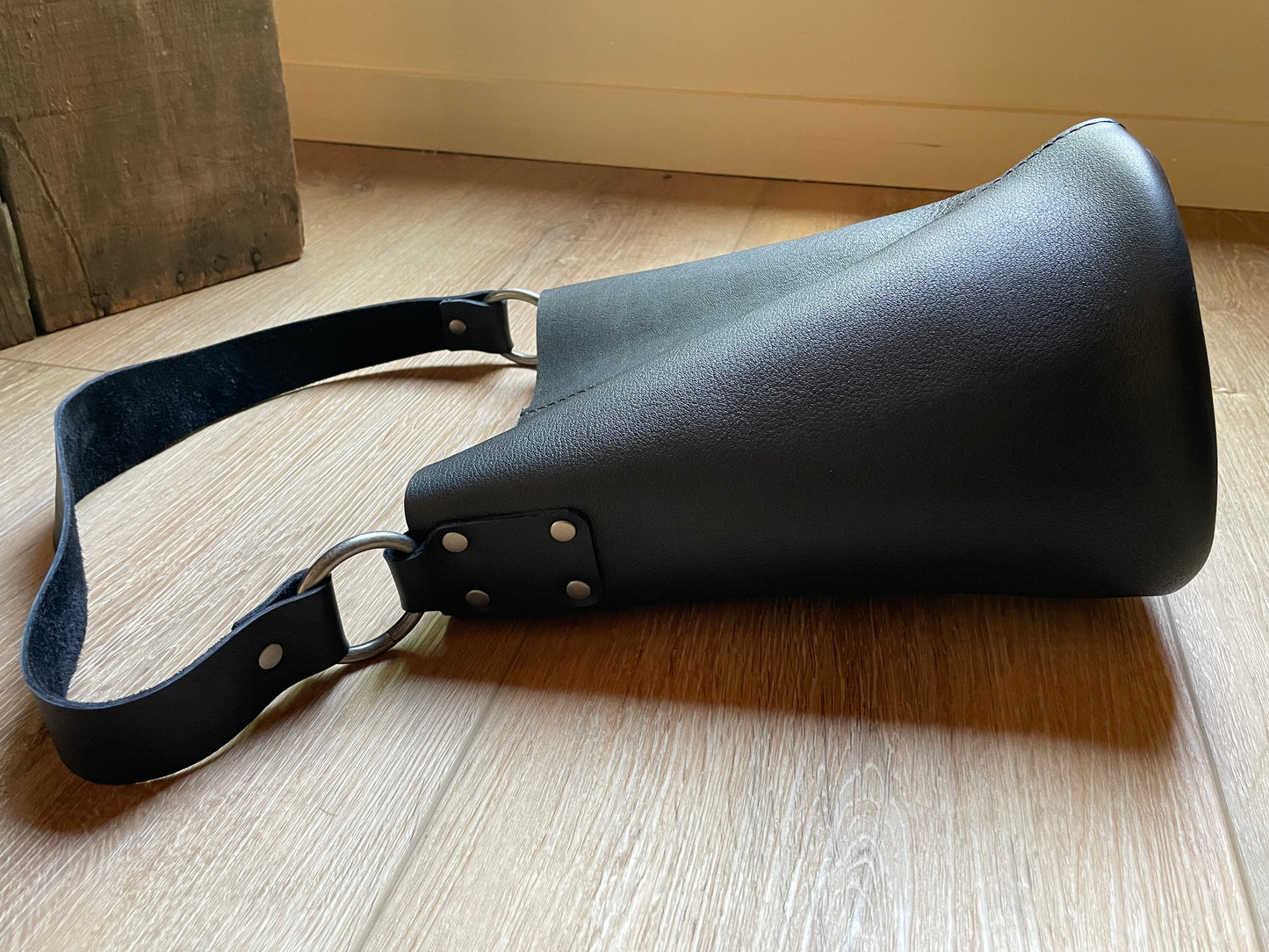 Medium Cylindrical Bucket Bag - Black Glove Tan