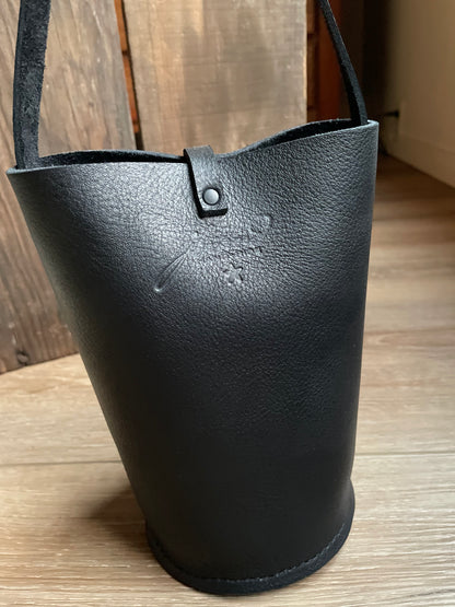 Small Bucket Crossbody - Black w/ Buckle