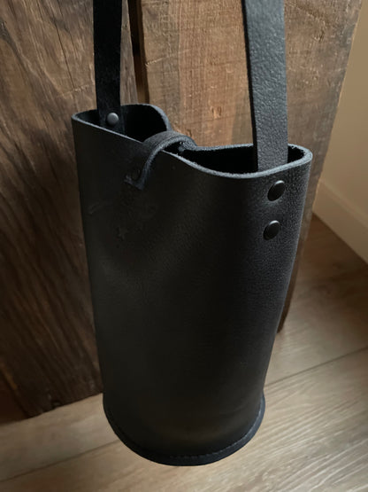 Small Bucket Crossbody - Black w/ Buckle