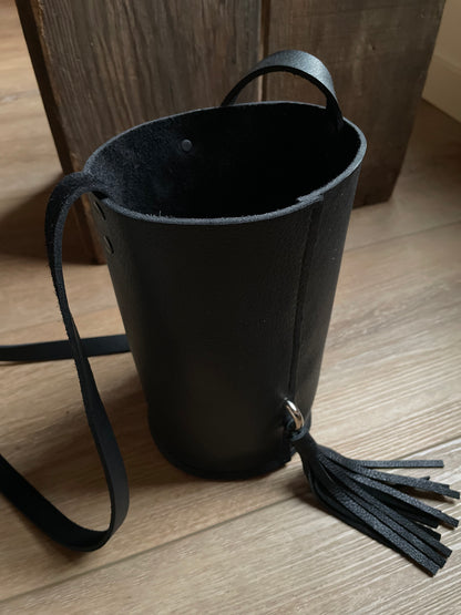 Small Bucket Crossbody - Black w/ Buckle