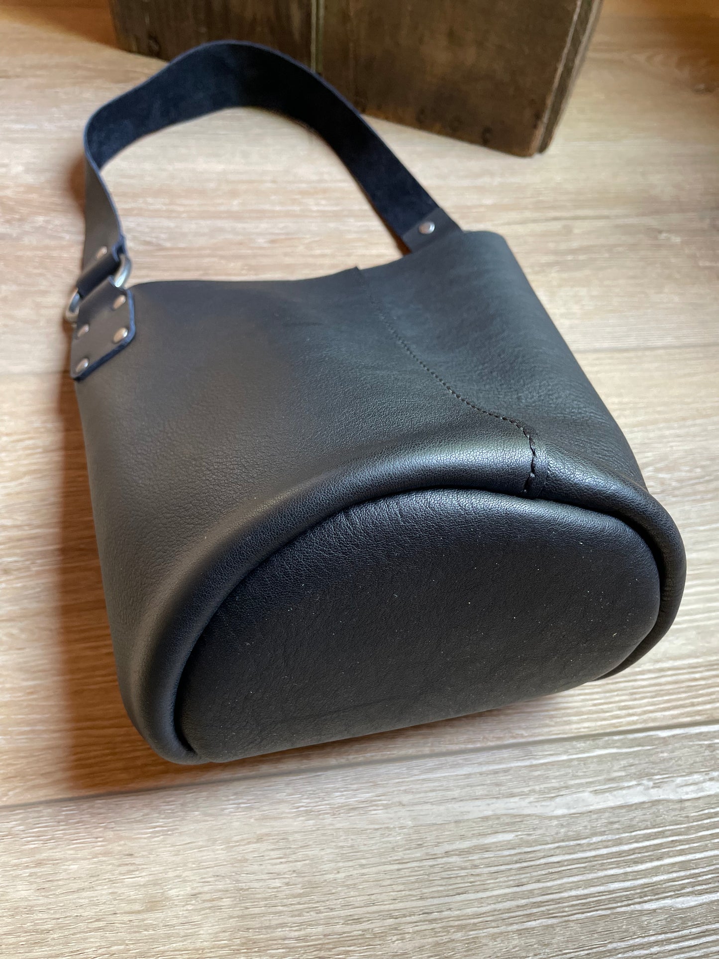 Medium Cylindrical Bucket Bag - Black Glove Tan