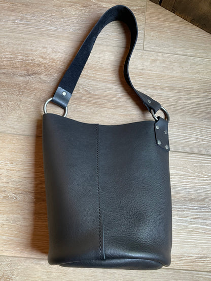 Medium Cylindrical Bucket Bag - Black Glove Tan