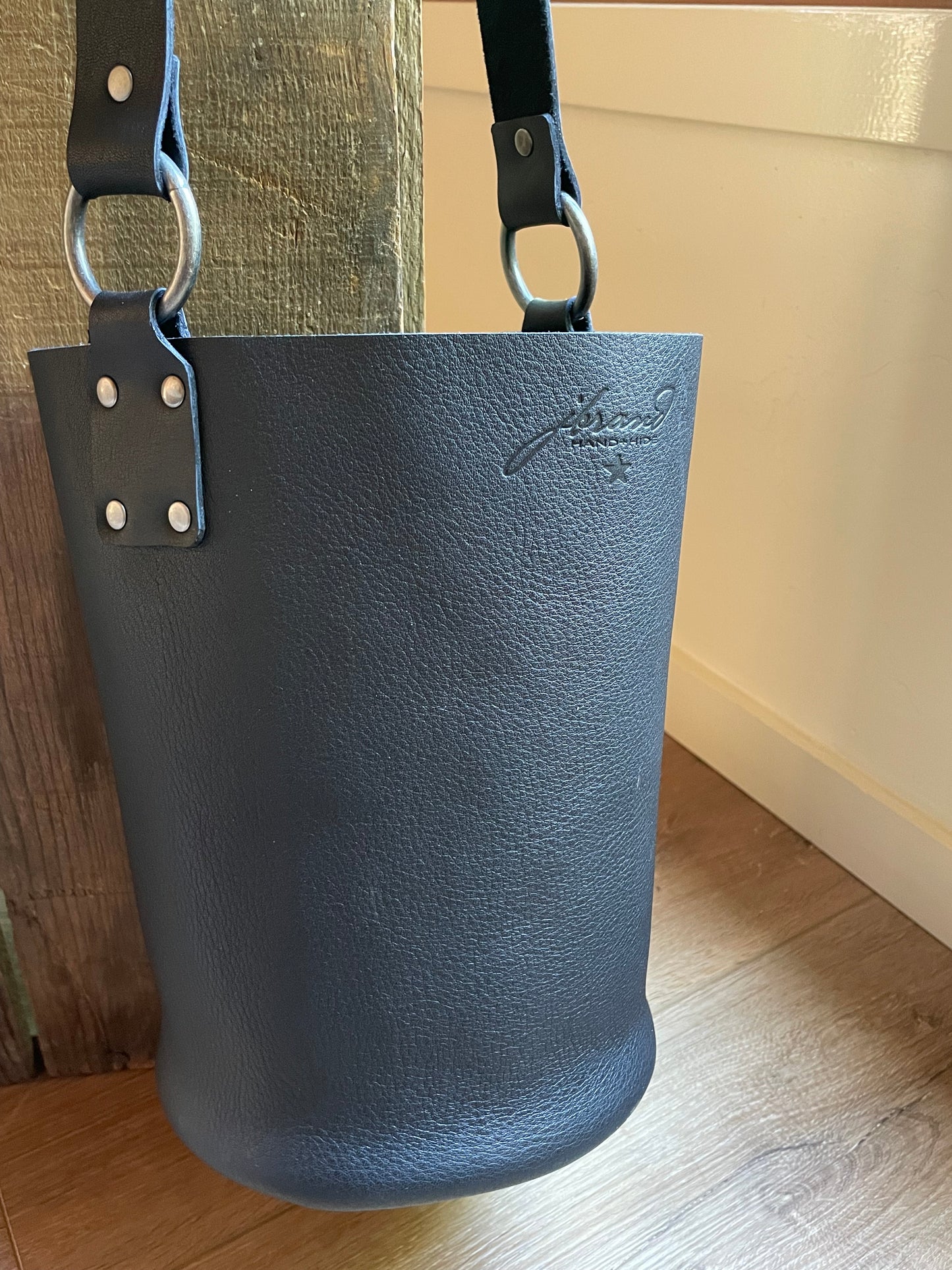 Medium Cylindrical Bucket Bag - Black Glove Tan