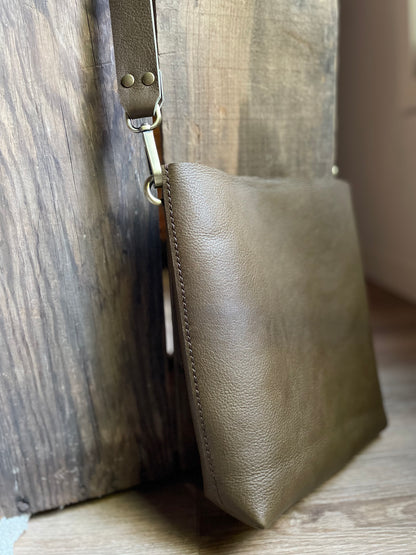 Medium Super Soft Bucket, Crossbody Bag - Deep Olive